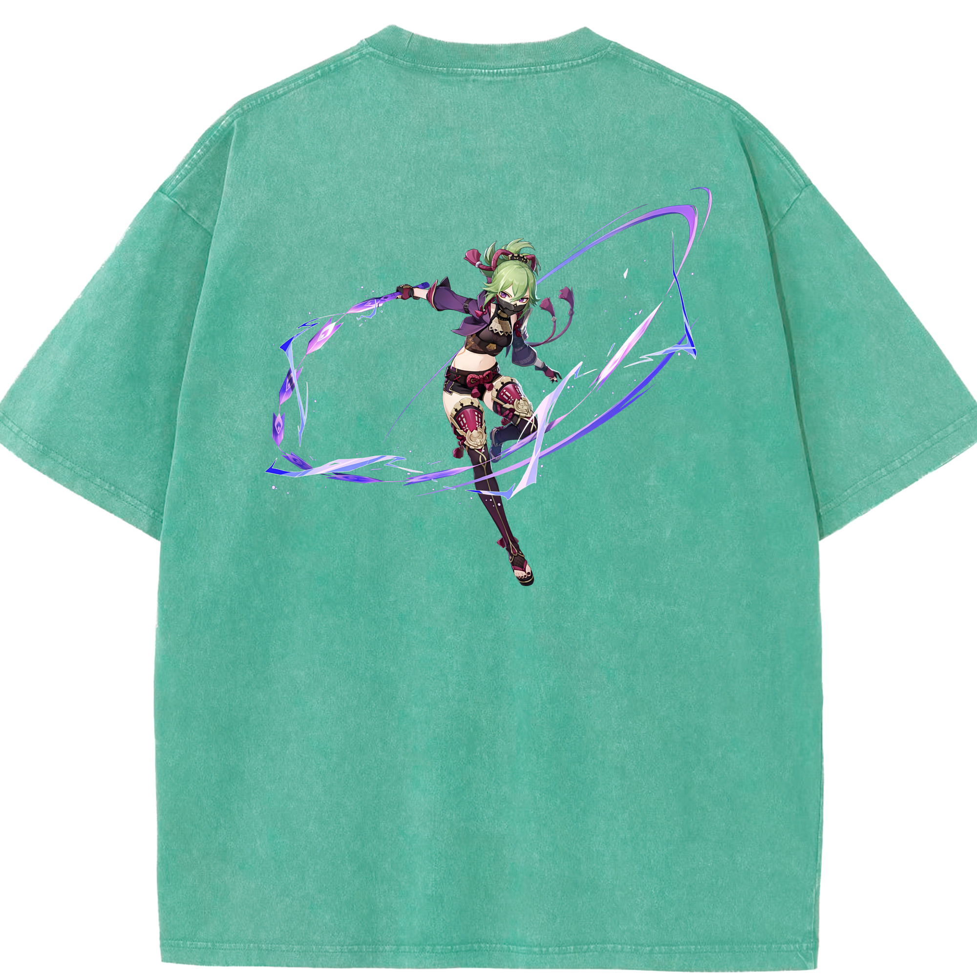 げんし神  久岐忍 くき しのぶ genshin Kuki Shinobu 綿100% ヴィンテージ風 半袖Tシャツ（背面プリント）